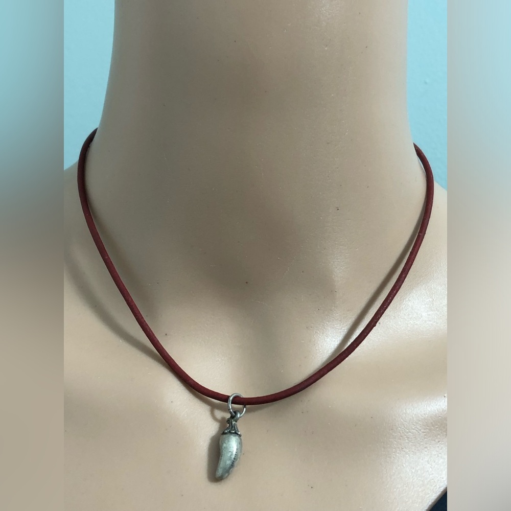 James Avery 925  retired 3D jalapeño pepper charm/w Leather Necklace
